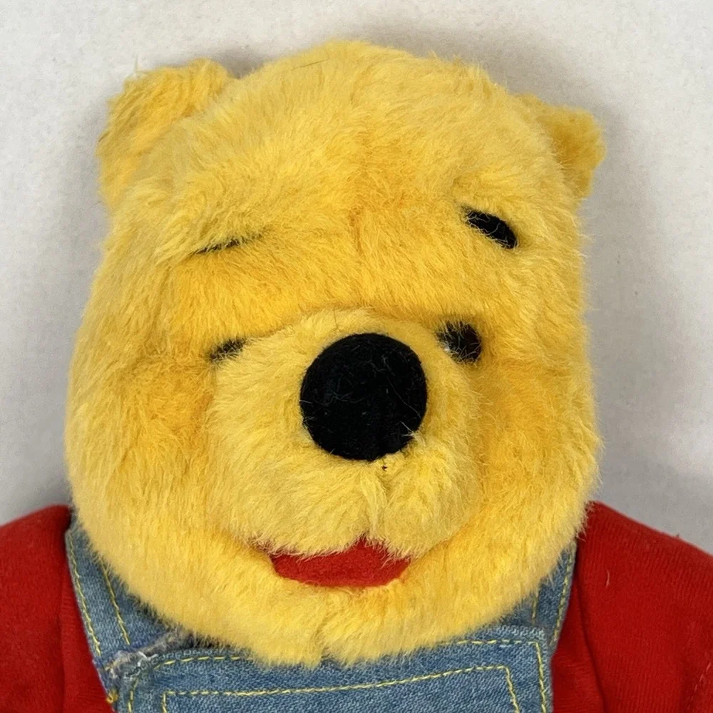 Disney Winnie The Pooh Plush‎ Denim Overalls Red Shirt Stuffed Animal Toy 13